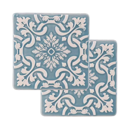 Portuguese Azulejo Ceramic Coasters | Blue | Set of 2