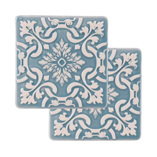 Portuguese Azulejo Ceramic Coasters | Blue | Set of 2