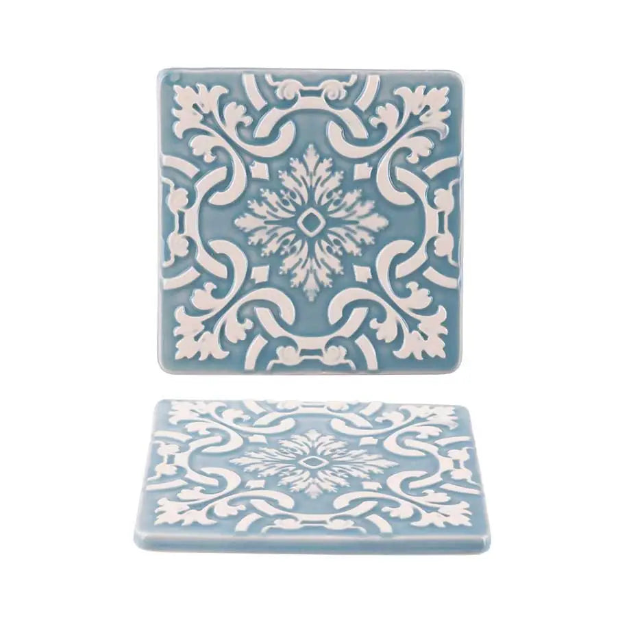 Portuguese Azulejo Ceramic Coasters | Blue | Set of 2