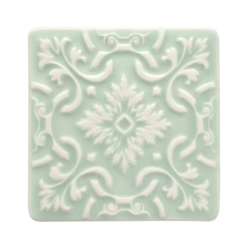 Portuguese Azulejo Ceramic Coasters | Mint Green | Set of 2