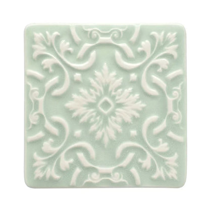 Portuguese Azulejo Ceramic Coasters | Mint Green | Set of 2