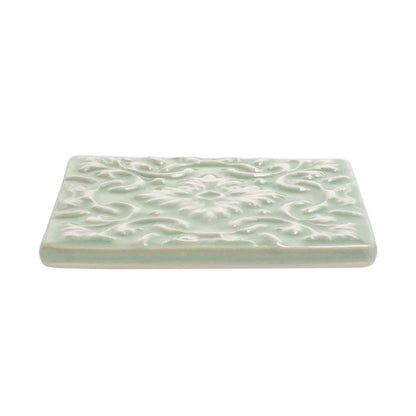 Portuguese Azulejo Ceramic Coasters | Mint Green | Set of 2