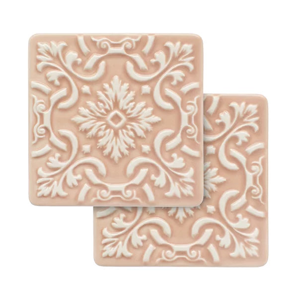 Portuguese Azulejo Ceramic Coasters | Pink | Set of 2