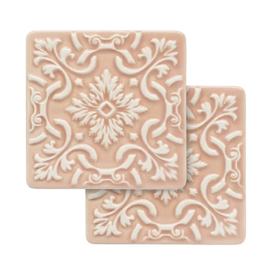 Portuguese Azulejo Ceramic Coasters | Pink | Set of 2