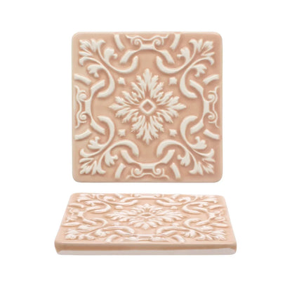 Portuguese Azulejo Ceramic Coasters | Pink | Set of 2