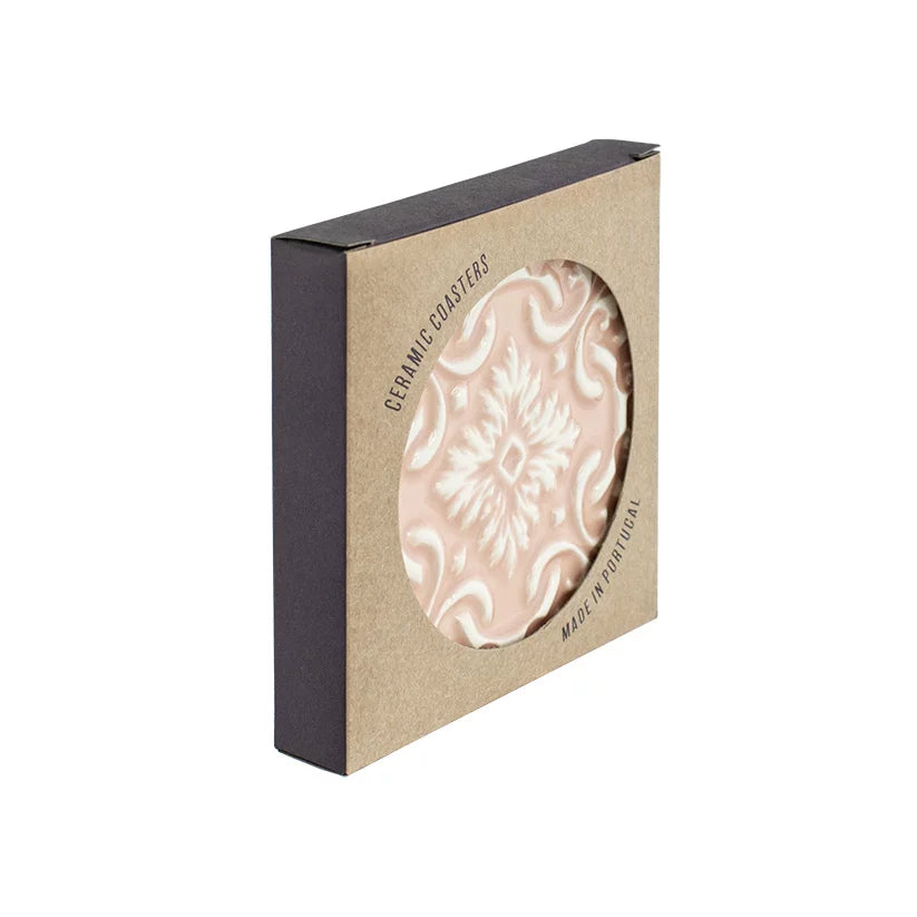 Portuguese Azulejo Ceramic Coasters | Pink | Set of 2