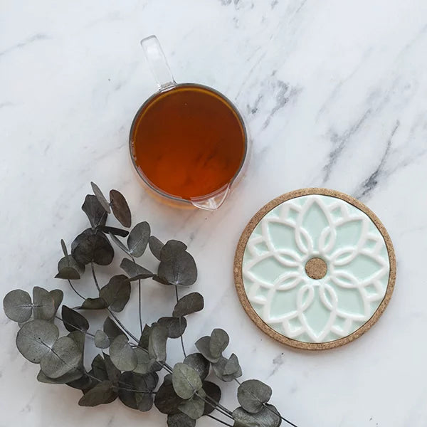 Ceramic Hot Pot Stand Elvira | Portuguese Tile Design | Mint