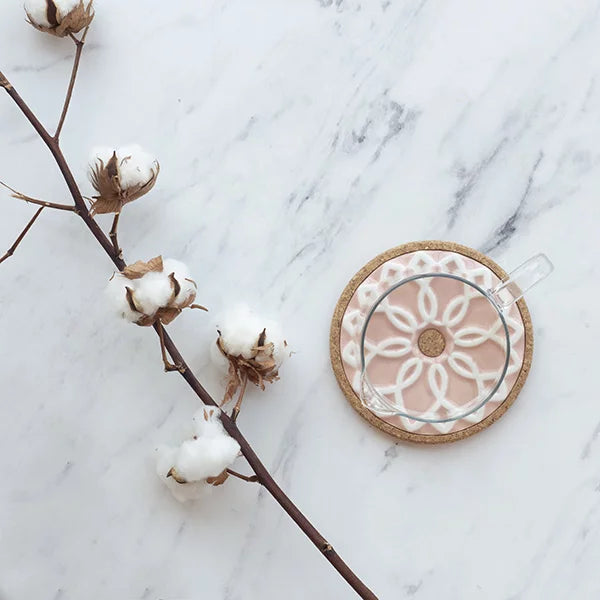 Portuguese Ceramic Trivet Elvira | Pink | Azulejo Design