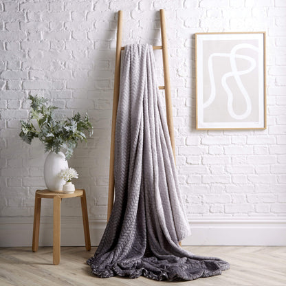Chevron Ombre Effect Luxurious Oversized Throw Blanket Chunky Soft Fleece for Sofa or Bed All-Season Comfort in Calming Colours by OLIVIA ROCCO