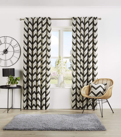 Chevron Pattern Curtains with Matching Cushion Covers Luxurious High-Quality Polyester Cotton Blend for Living Room and Bedroom Multiple Sizes OEKO-TEX Certified by OLIVIA ROCCO