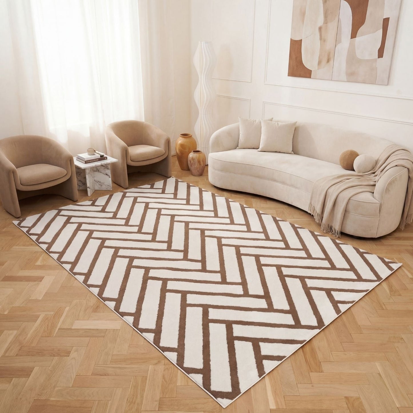 Loft Chevron Brown Rug