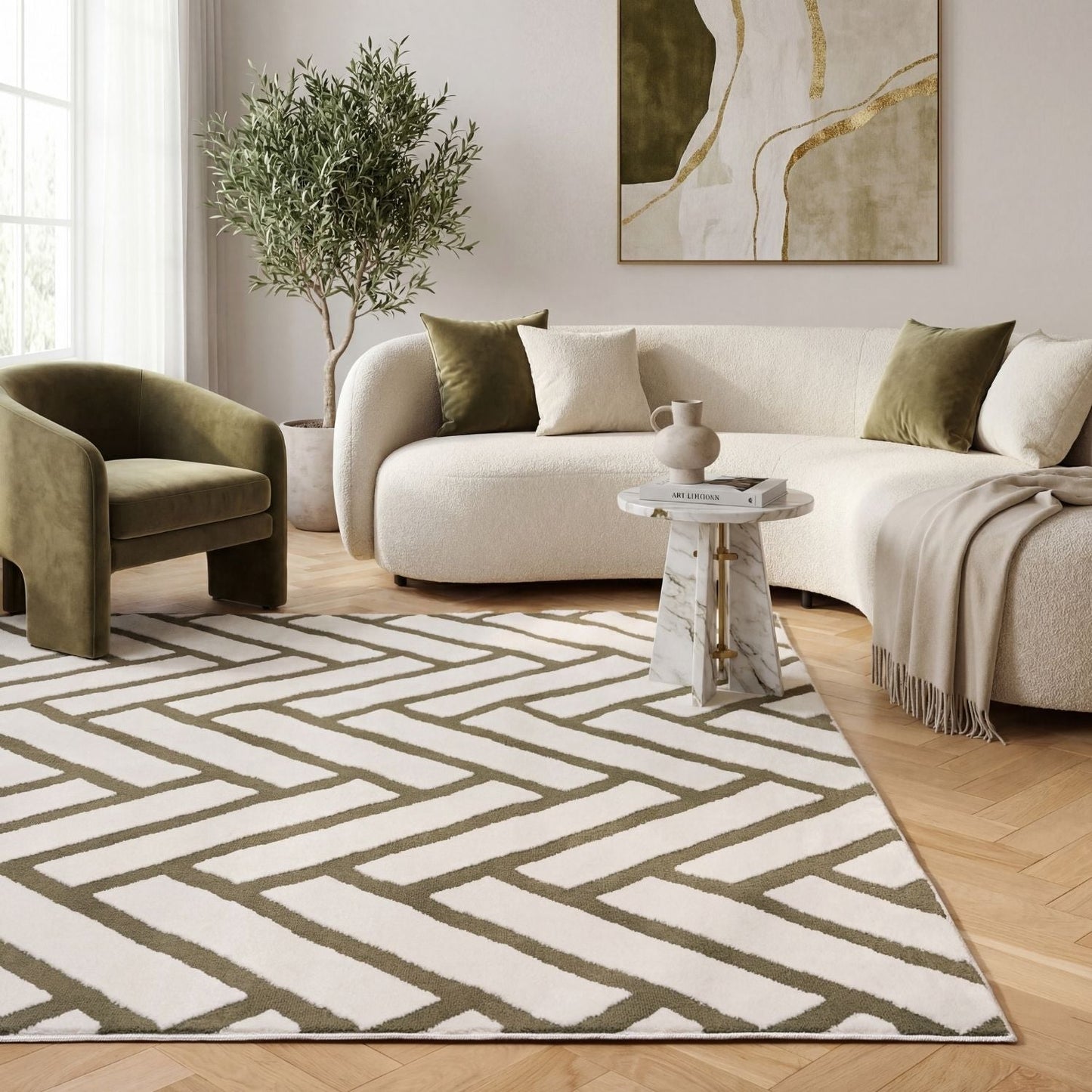 Loft Chevron Green Rug