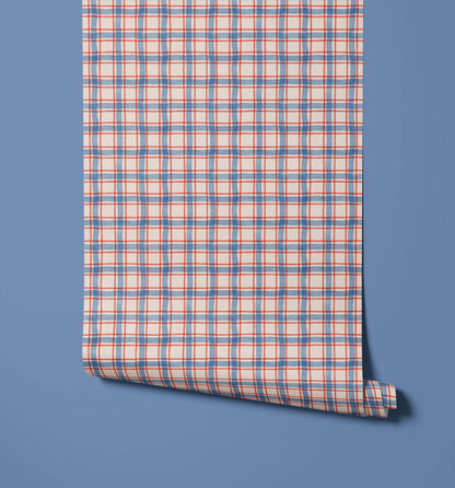 Bobbi Beck Clyde Hand-Drawn Check Wallpaper