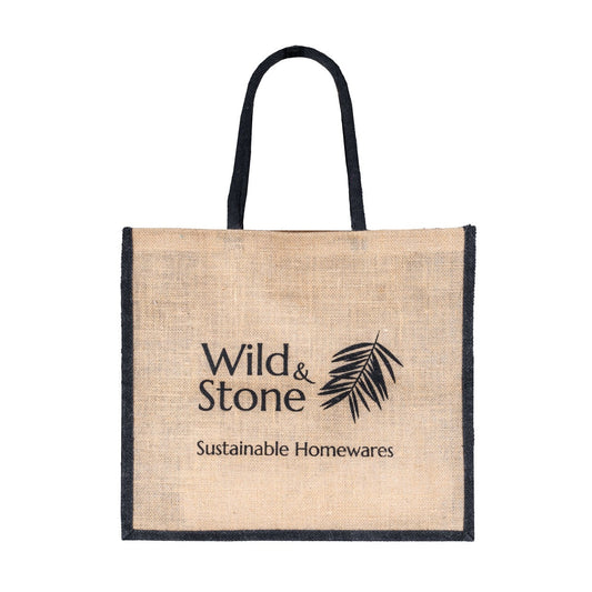 Wild and Stone Natural Jute Hessian Shopping Bag — Reusable Eco Tote with Padded Handle
