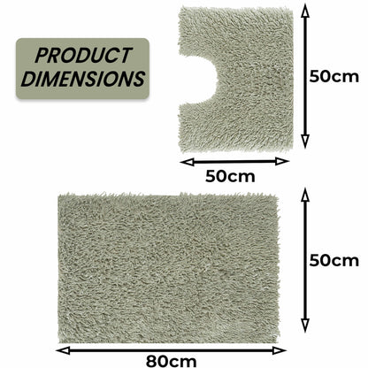 Como 2 Piece Sage Green Bath Mat & Pedestal Set Non-Slip Super Absorbent Cotton Bathroom Mats by OLIVIA ROCCO