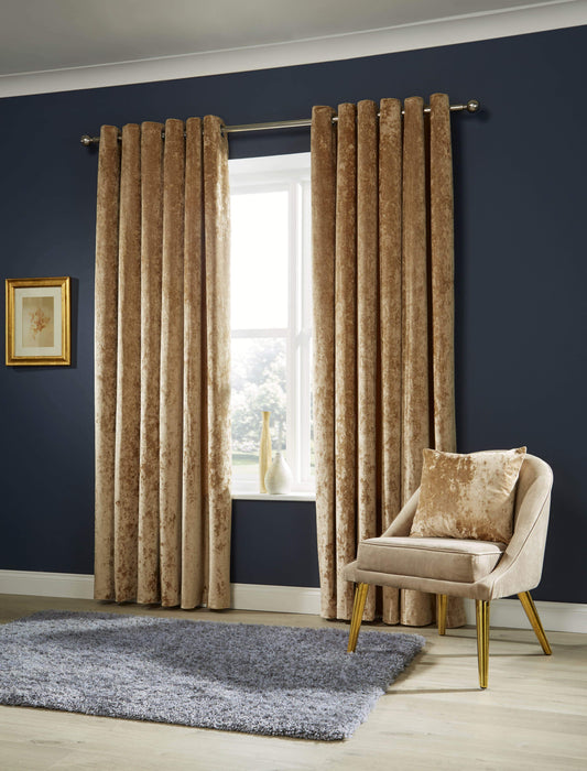 Olivia Rocco Crushed Velvet Eyelet Curtains with Tiebacks