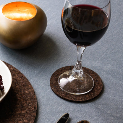 Dark Round Cork Coasters | Sets of 4, 6, 8 or 12