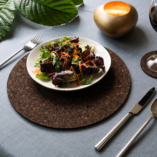 Dark Round Cork Placemats | 30cm | Made in Portugal