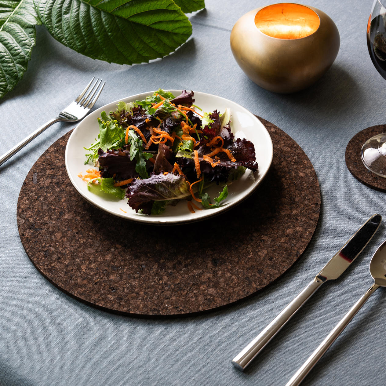 Dark Round Cork Placemats | Set of 8 | Made in Portugal