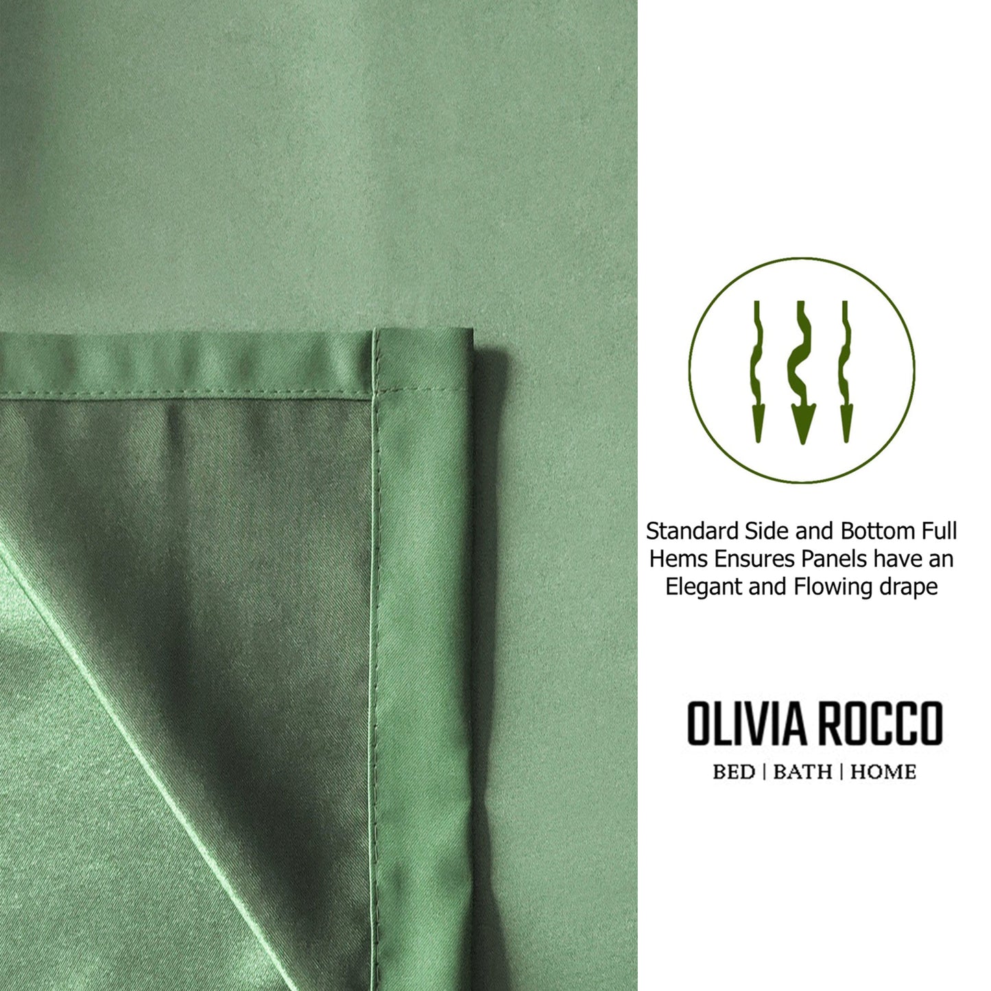 Diamante Sage Green Blackout Eyelet Curtains with Tie Backs Blackout Thermal Ring Top Window Dressings by OLIVIA ROCCO
