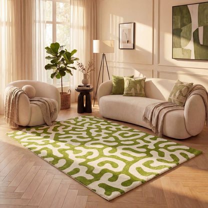 Joli Doodle Green & White Rug