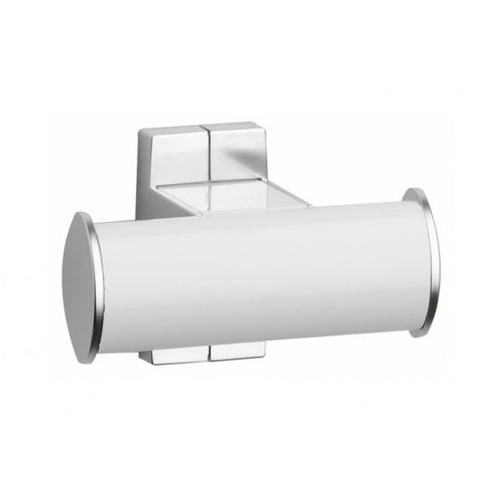 Pellet Arsis Double Robe Hook, 105 x 69 x 67.5 mm, White epoxy-coated Aluminium, mat chrome-plated flanges, tube 38 x 25 mm