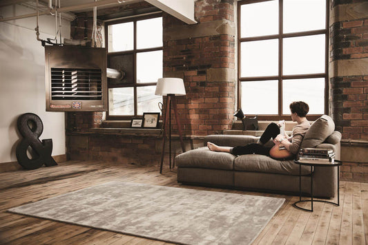 Karma Grey Solid Luxury Viscose Rug
