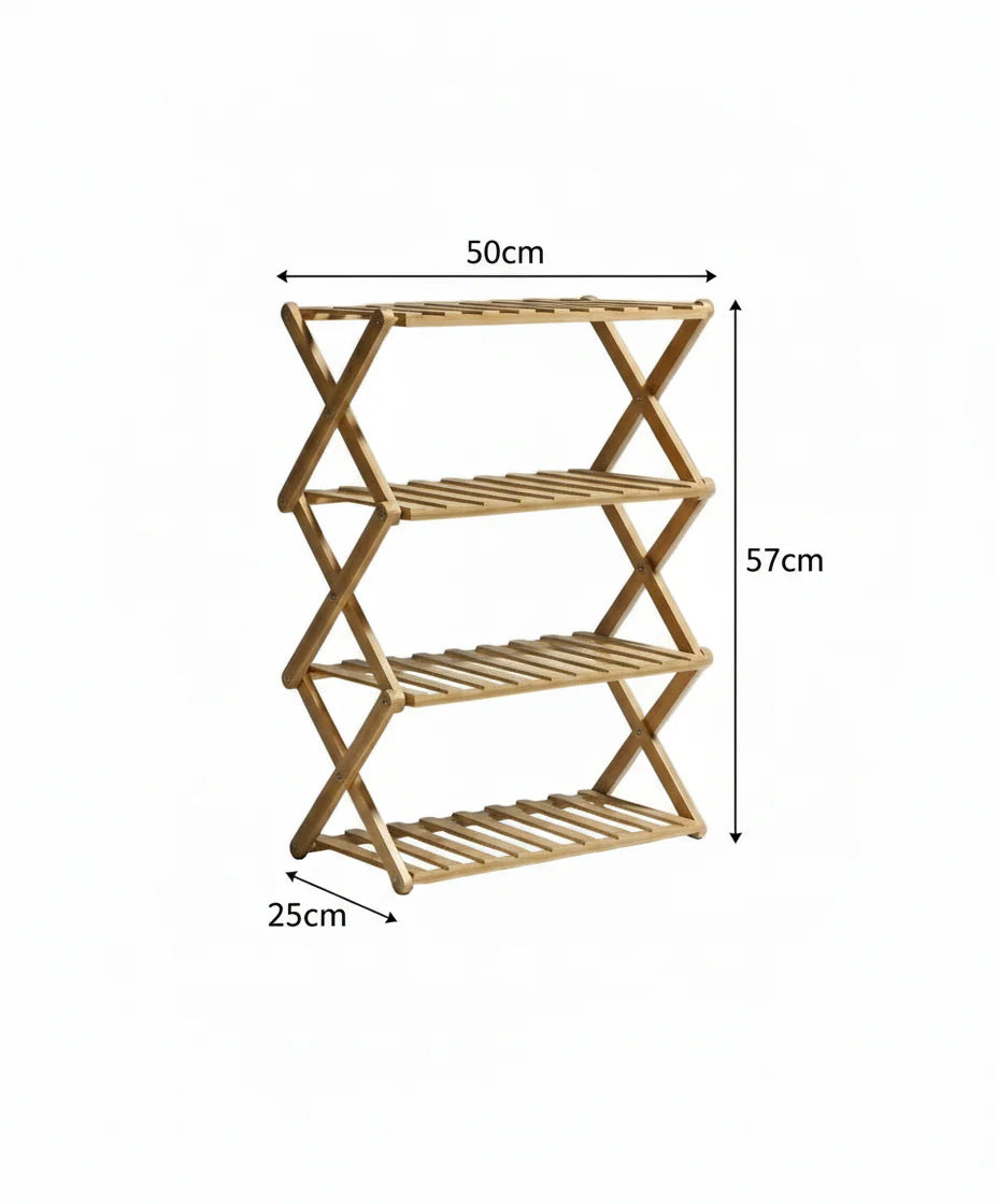 Modern 4-Tier Foldable Bamboo Shoe Rack - Eco-Friendly Entryway Storage