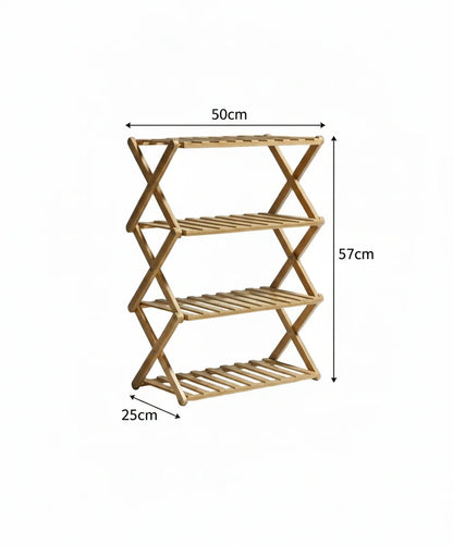 Modern 4-Tier Foldable Bamboo Shoe Rack - Eco-Friendly Entryway Storage