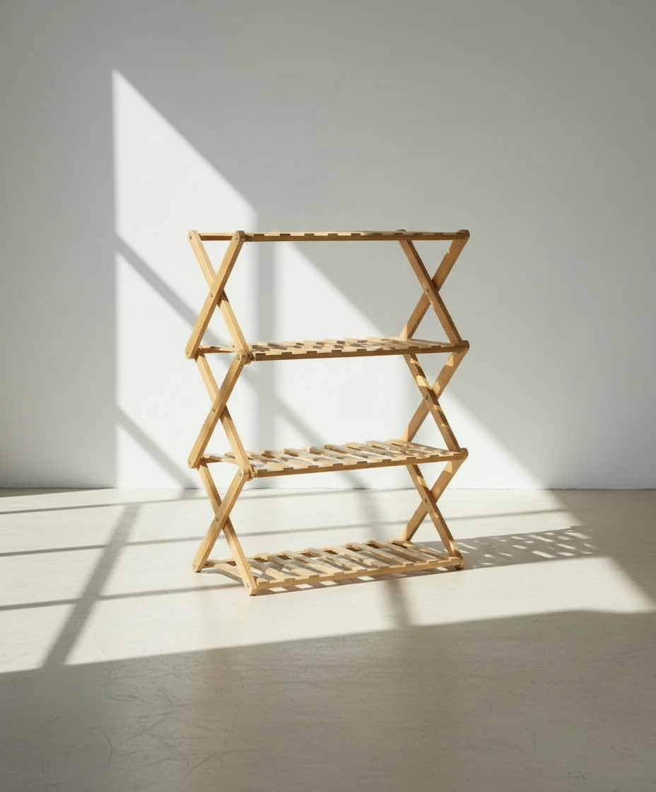 Modern 4-Tier Foldable Bamboo Shoe Rack - Eco-Friendly Entryway Storage