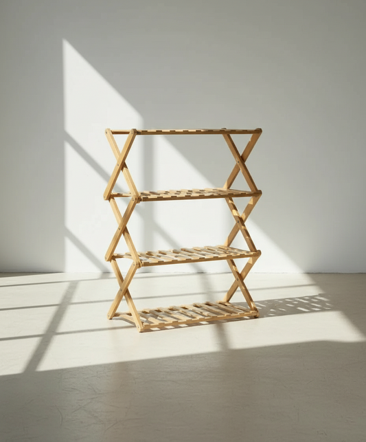 Modern 4-Tier Foldable Bamboo Shoe Rack - Eco-Friendly Entryway Storage