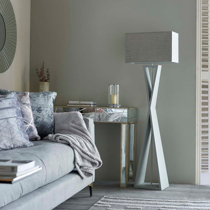 Pagazzi Kaden Floor Lamp Dove Grey with Linen Shade 151 cm