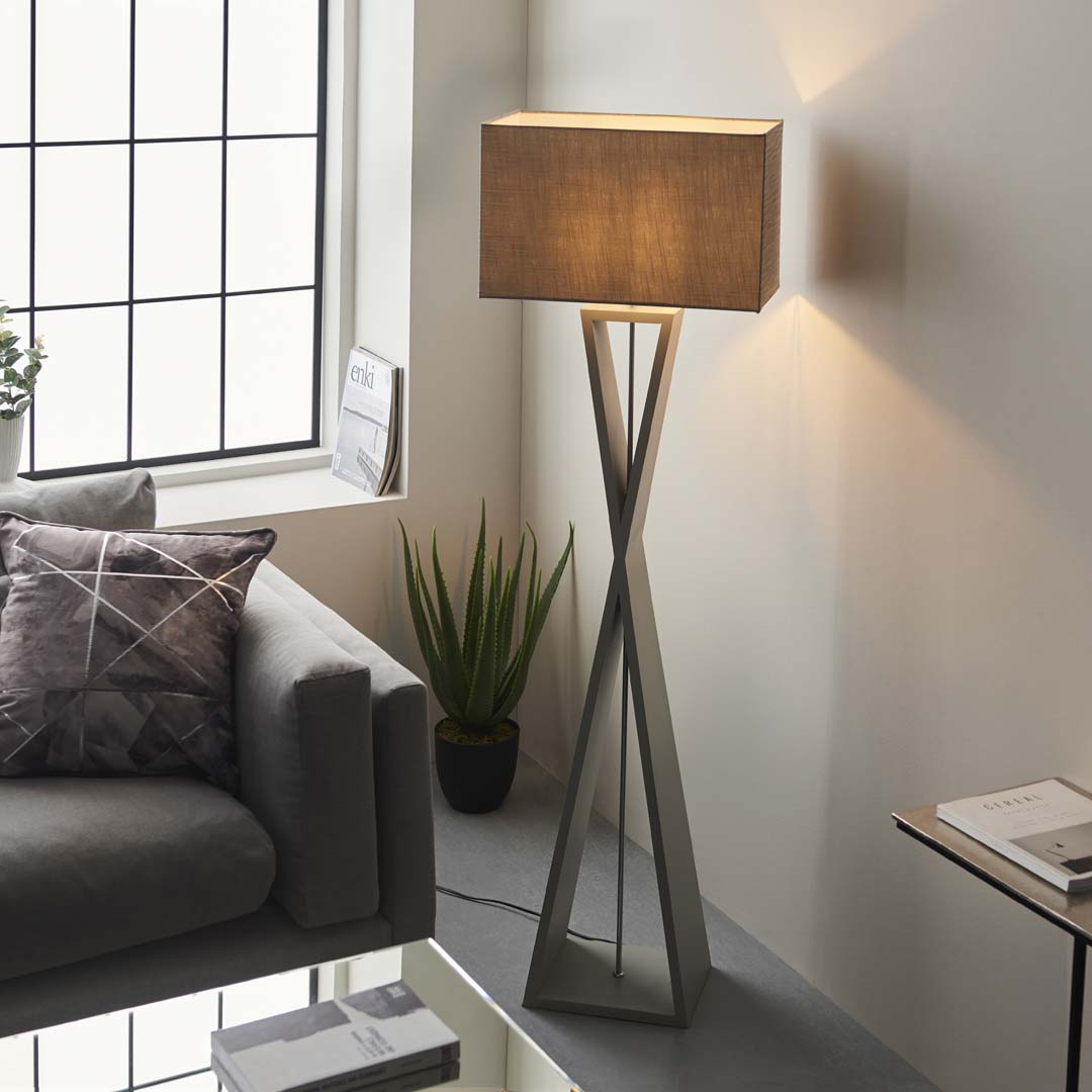 Pagazzi Kaden Floor Lamp Dove Grey with Linen Shade 151 cm