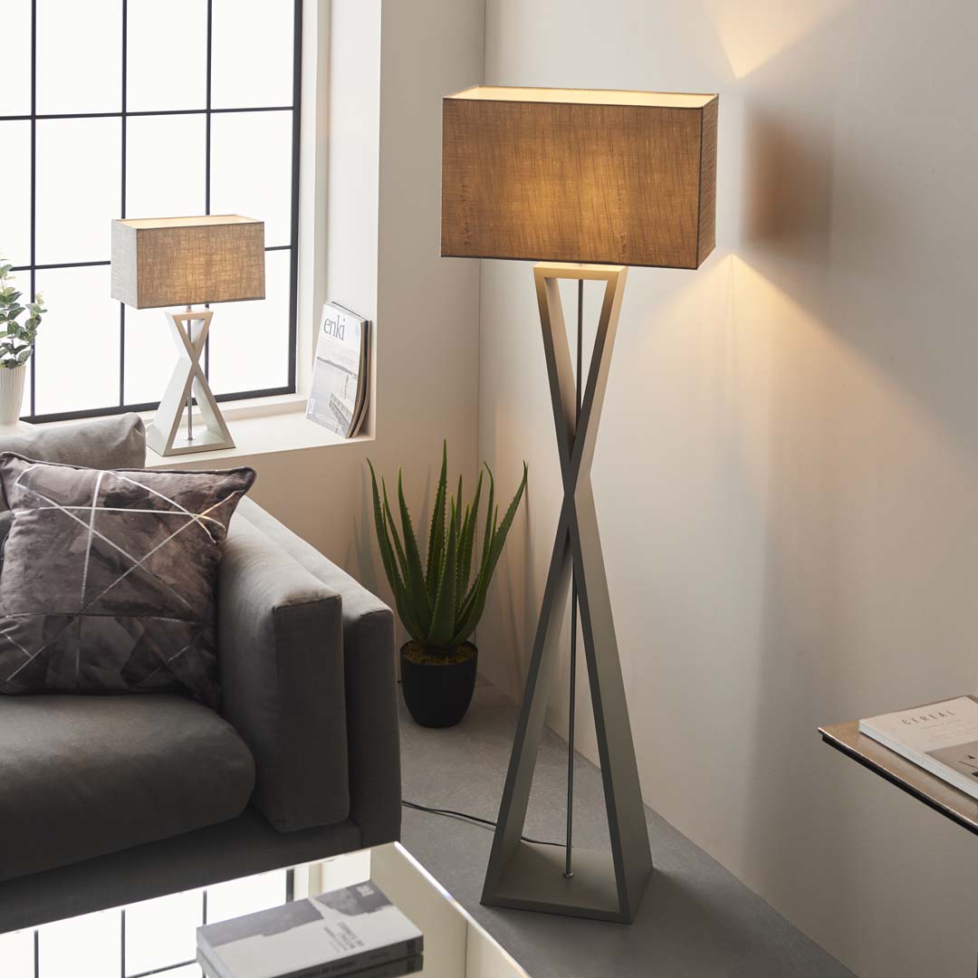 Pagazzi Kaden Floor Lamp Dove Grey with Linen Shade 151 cm