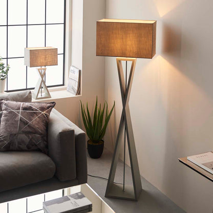 Pagazzi Kaden Floor Lamp Dove Grey with Linen Shade 151 cm