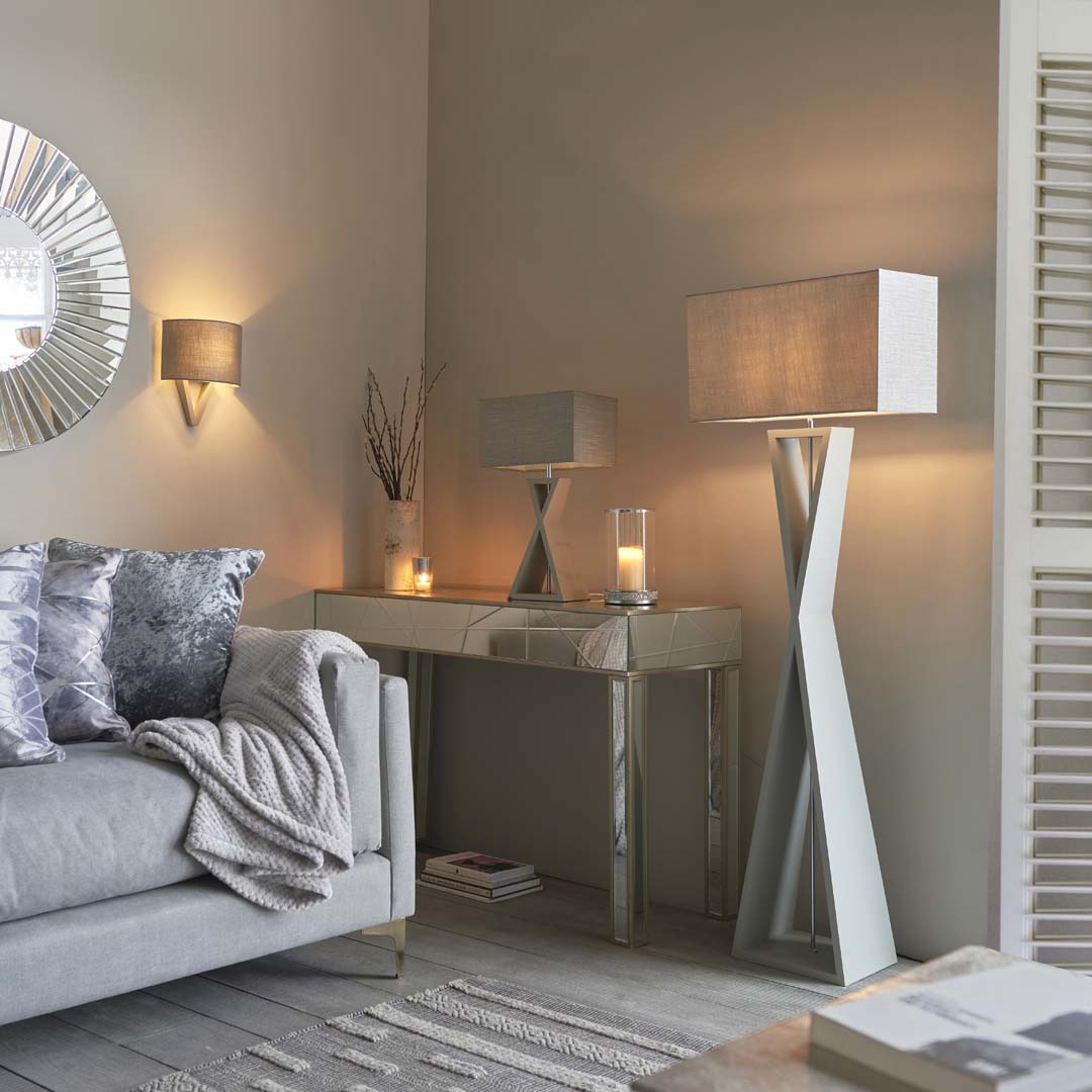 Pagazzi Kaden Floor Lamp Dove Grey with Linen Shade 151 cm