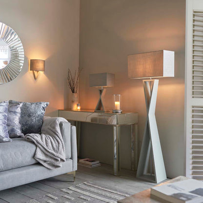 Pagazzi Kaden Floor Lamp Dove Grey with Linen Shade 151 cm