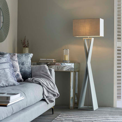 Pagazzi Kaden Floor Lamp Dove Grey with Linen Shade 151 cm