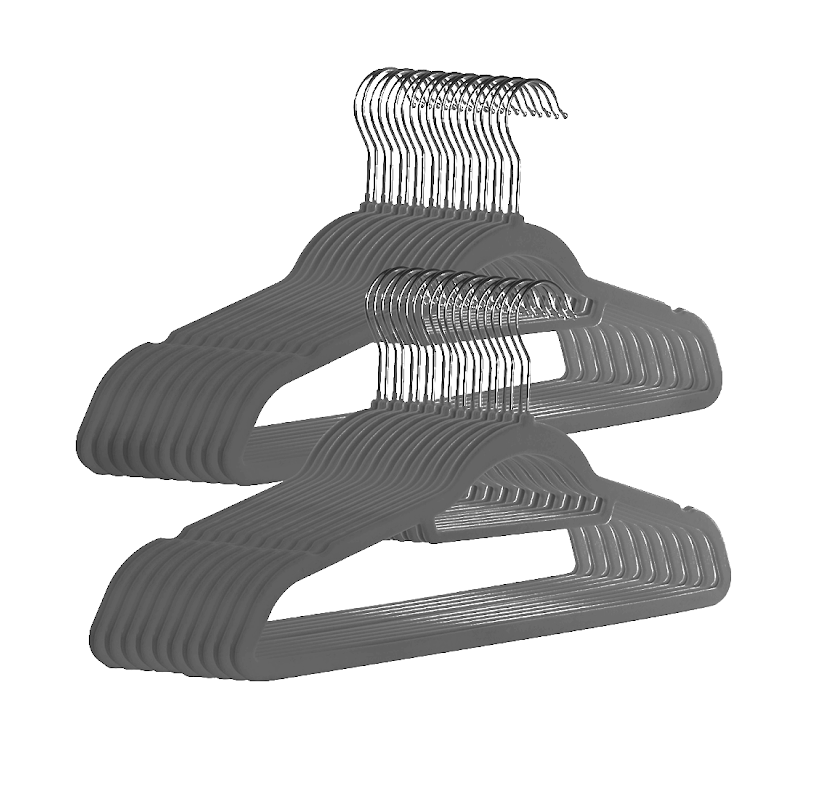 Maison & White Velvet Coat Hangers, Dark Grey, Pack of 50