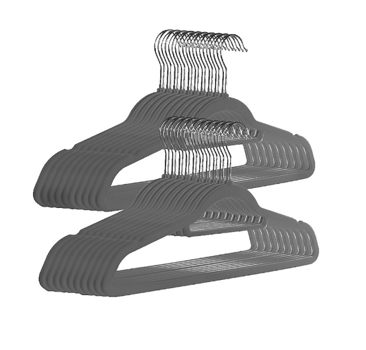 Maison & White Velvet Coat Hangers, Dark Grey, Pack of 50
