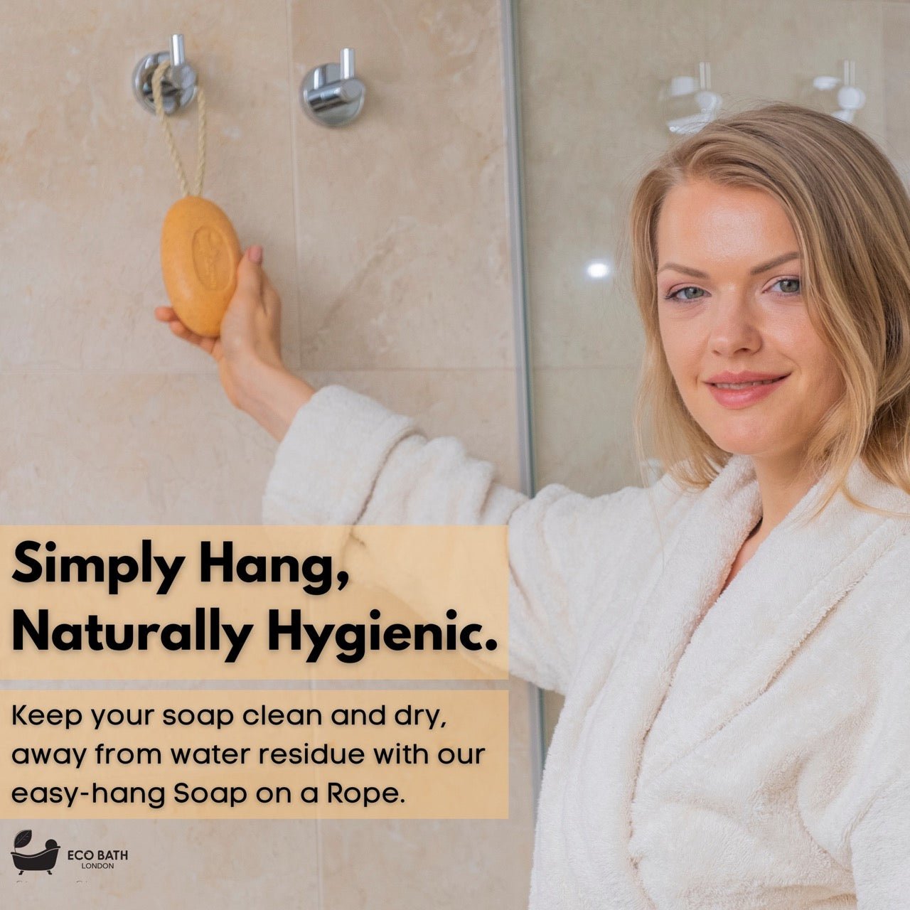 Eco Bath London Apricot Soap on a Rope 220g- Luxury Eco-Friendly Apricot Soap Bar