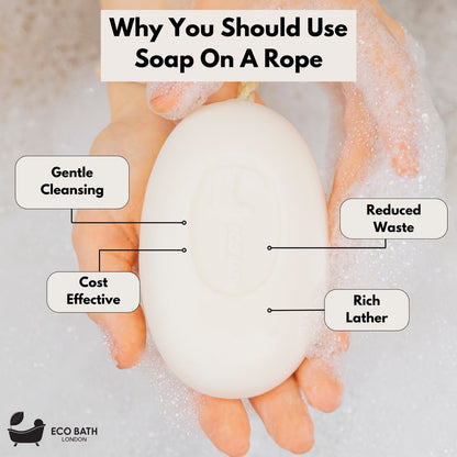Eco Bath London Donkey’s Milk Soap on a Rope 220g - Luxurious and Eco Friendly Body Wash Bar with Shea Butter