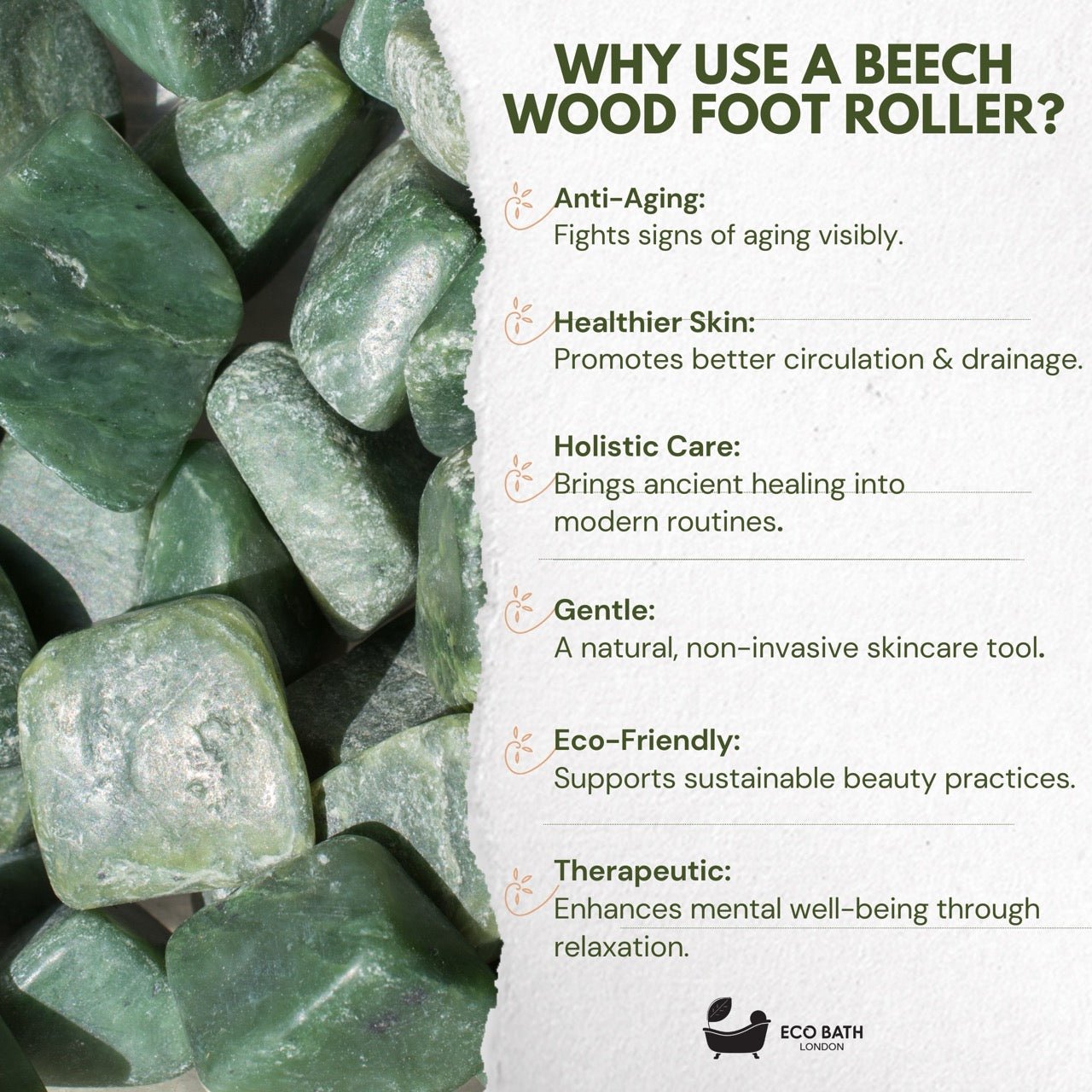 Eco Bath London Jade Face Roller - Smooth End