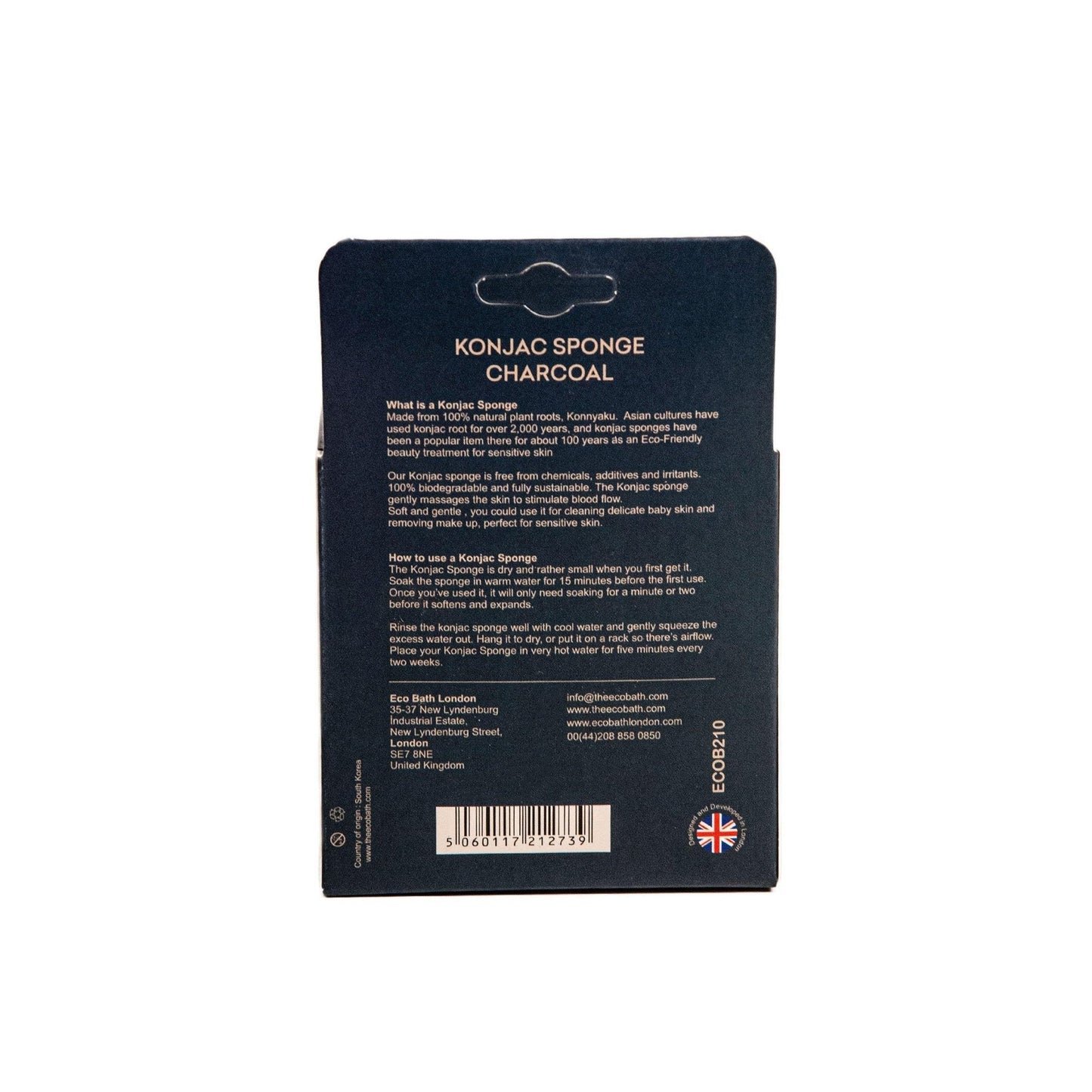 Eco Bath London Konjac Sponge Charcoal - Natural Exfoliating Sponge for Facial Deep Cleansing