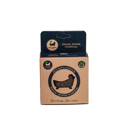 Eco Bath London Konjac Sponge Charcoal - Natural Exfoliating Sponge for Facial Deep Cleansing