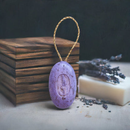 Eco Bath London Lavender Soap on a Rope 220g -  Luxurious and Eco Friendly Relaxing Body Wash Bar with Shea Butter