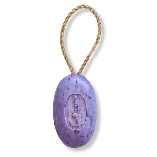 Eco Bath London Lavender Soap on a Rope 220g -  Luxurious and Eco Friendly Relaxing Body Wash Bar with Shea Butter