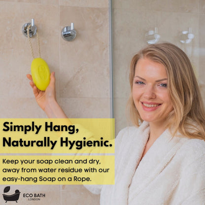 Eco Bath London Lime Soap on a Rope 220g - Luxury Eco-Friendly Lime Soap, Refreshing Body Wash Bar with Shea Butter