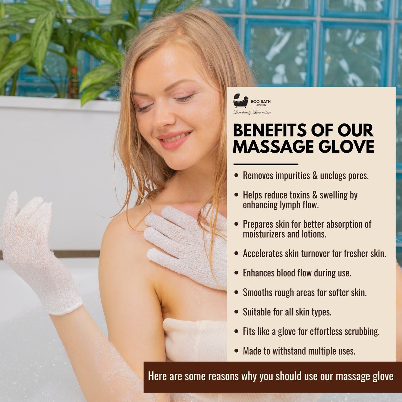 Eco Bath London 1 Pair of Exfoliating Body Gloves