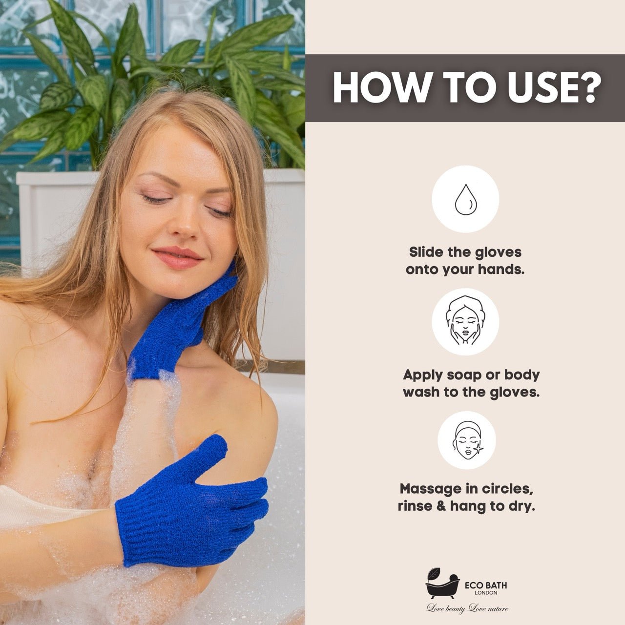 Eco Bath London 1 Pair of Exfoliating Body Gloves